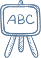 ABC Whiteboard on an easel